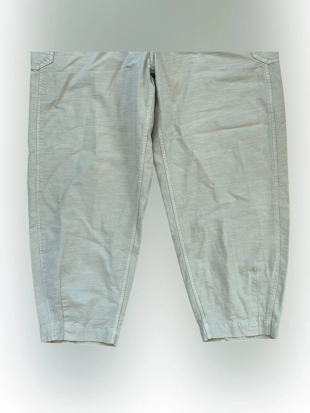 Everlane Pale Green Organic Cotton Linen Fatigue Barrel Leg Trousers Size 14
